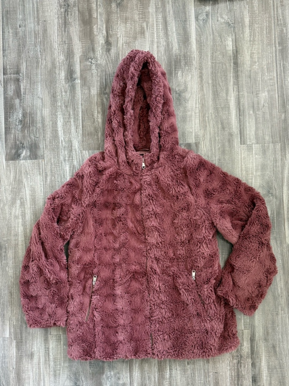 Cozy Hooded Faux Fur Jacket in Dusty Rose